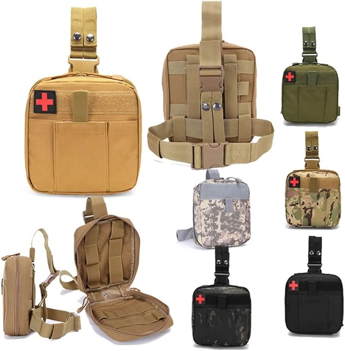 Outdoor Sports Airsoft Gear Molle Assault Combat Hiking Bag Accessory Camouflage Kit Pack Tactical Medical Pouch with Leg Strap
