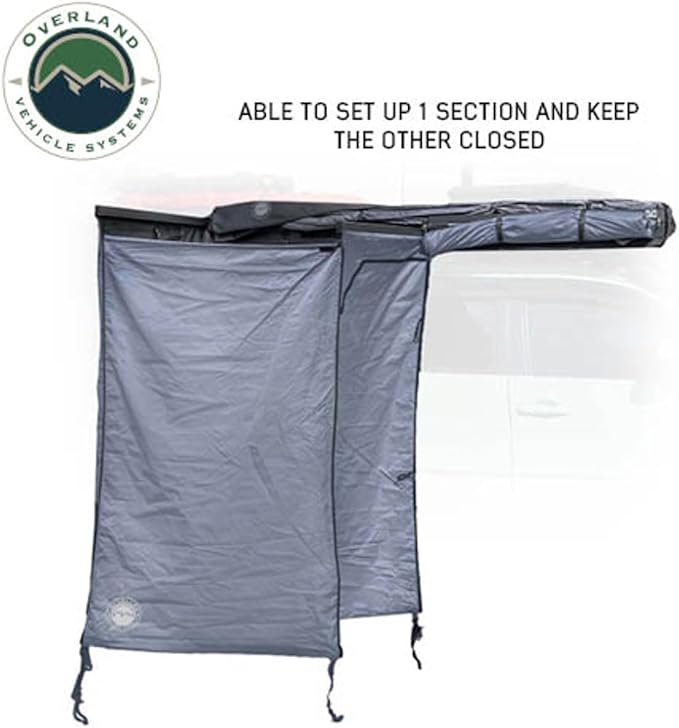 Overland Vehicle Systems HD Nomadic Shower &amp Privacy Room with Roof - Double Person Quick Deploying - 420D Oxford Rip Stop Fabric - for Car Truck SUV and Trailer - Universal Fitment