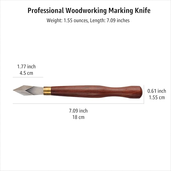 Professional Woodworking Marking Knife – 7.09 Inch Layout Woodworking Tools Sharp High-Carbon Steel Blade Hardwood Handle Precise Wood Working Tools and Accessories for Carpenter Carpentry