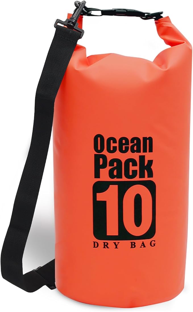 Outdoor Waterproof Dry Bag for Beach Camping Travel Hiking Dry Sack (Orange) (10 Liter) ES0008