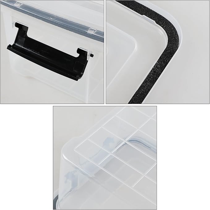 12 Quart Clear Plastic Storage Box with Lid Latching Storage Box Pack of 6