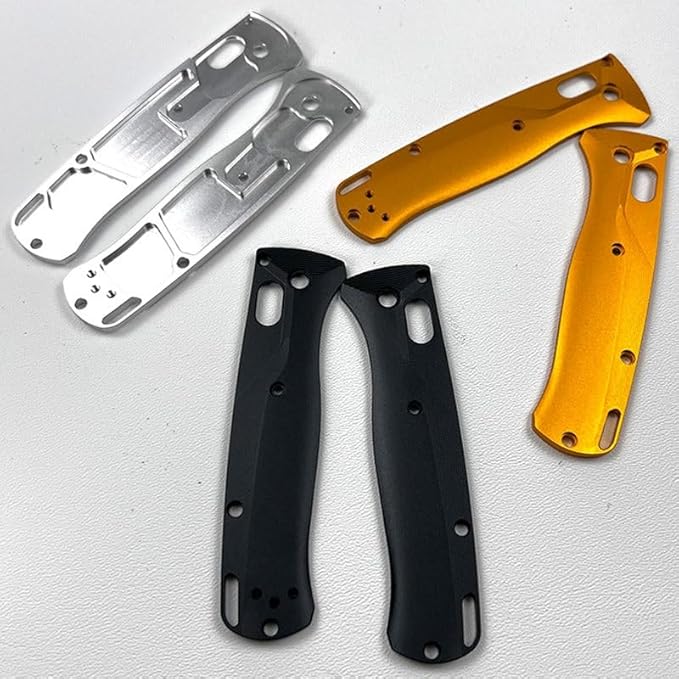 2-Piece Pair CNC Aluminum Alloy Scales Fits for Bugout 535 Blank Handle Patch DIY Replacement in Silver