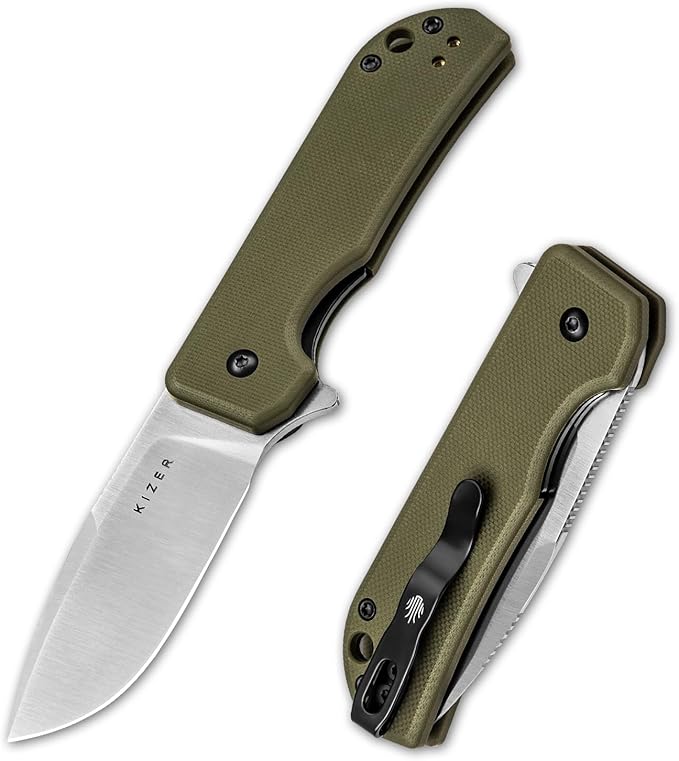 Kizer Nice Guy Pocket Folding Knife 2.84” D2 Steel Blade knives G10 Handle Small EDC Knife Liner Lock Flipper Knife for Men Women Sharp Camping Hiking Hunting Survival Knife V3011M2