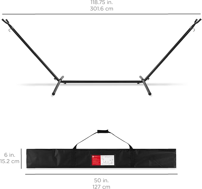 Best Choice Products Double Hammock with Steel Stand Indoor Outdoor Brazilian-Style Cotton Bed w/Carrying Bag 2-Person Capacity - Desert Stripes