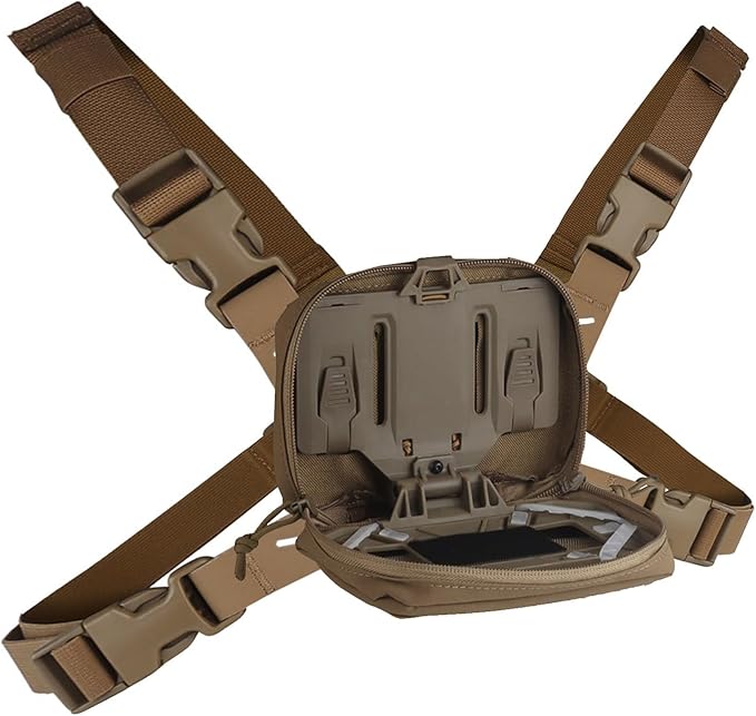 Tactical Phone Chest Mount with Universal Molle Pouch Chest Vest Rig Bag Pack Molle Foldable Navigation Universal Phone Holder Board for Hunting