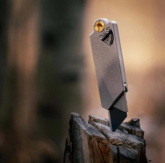 PICHI G9 Titanium Utility KnifeLightweight Pocket Utility KnifeEDC Pocket KnivesCNC Unibody Quick Change BladeButton Lockfor Men Women Outdoor HikingCampingwith 10 Replaceable Blades