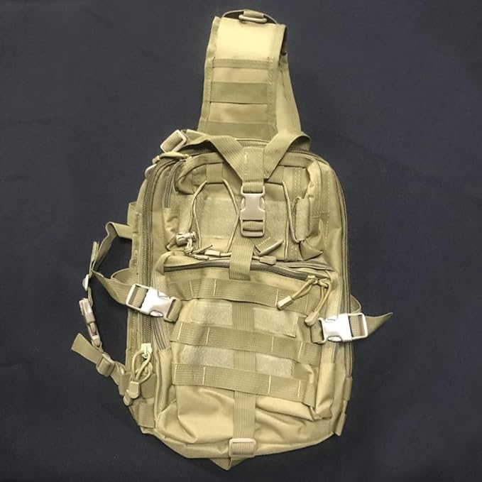 Tactical Chest Bag Military Shoulder Bag Large Capacity Crossbody Bag Sling Backpack for Travel Hiking Camping (As Shown1)