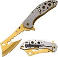 Snake Eye Tactical 12 Jumbo Huge Heavy Duty Ultra Smooth One Hand Opening Folding Pocket Knife Limited Edition Collectors Knife - Ideal for Recreational Work Hiking Camping (Gold)