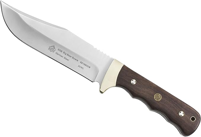 Puma SGB Big Bear Bowie Jacaranda Wood Hunting Knife with Leather Sheath