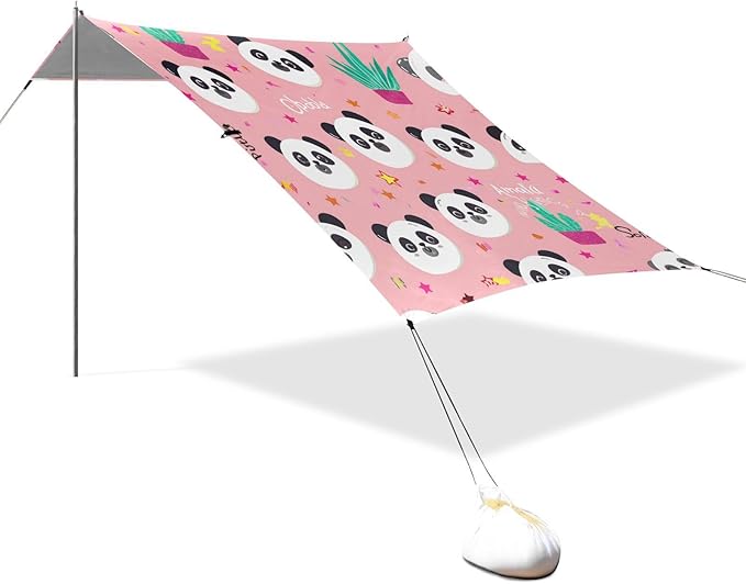 Beach Canopy with Windproof Ropes &amp Sandbags Beach Tent Sun Shade Sun Shelter for Camping Trips Fishing Backyard Fun or Picnics Panda