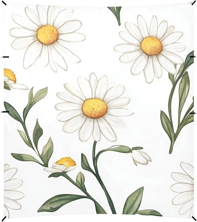 ALAZA Cute Chic Daisy Flower Watercolor Beach Tent Sun Shelter Portable Canopy Sunshade for Outdoor Camping Picnics Backyard Fun 10x9 ft