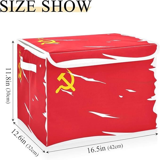 Soviet Union Flag Union Of Soviet Socialist Republics National Storage Box with Lid Foldable Organizing Bins Clothing