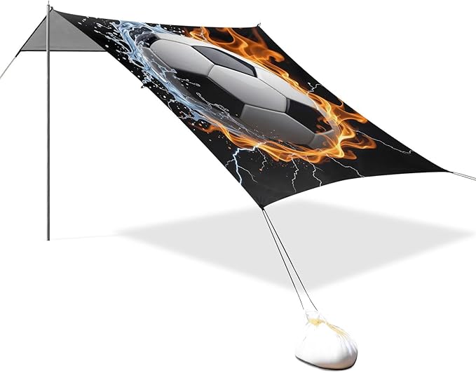 ALAZA Football Fire Water Beach Tent Sun Shelter Portable Canopy Sunshade for Outdoor Camping Picnics Backyard Fun 10x9 ft