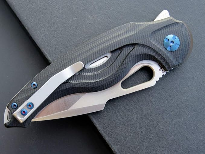 Eafengrow EF936 Pocket KnifeG10 Handle D2 Steel Blade Knife with Ball Bearing Safe Open Flipper Knife Liner Lock Tactical Tool Knives for Camping Survival Hiking (black)