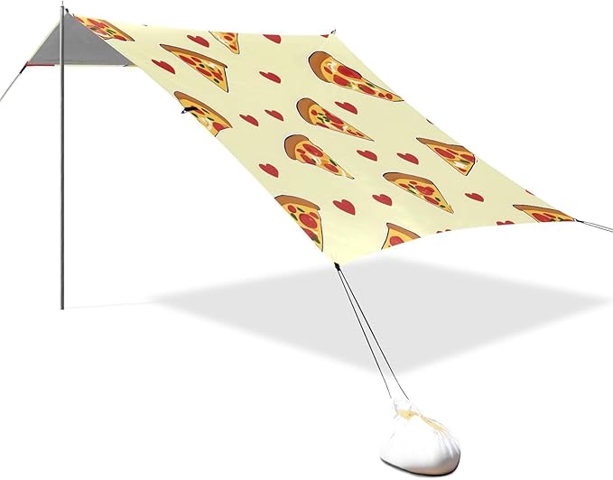 ALAZA Pizza Loves Pattern Beach Tent Sun Shelter Portable Canopy Sunshade for Outdoor Camping Picnics Backyard Fun 10x9 ft