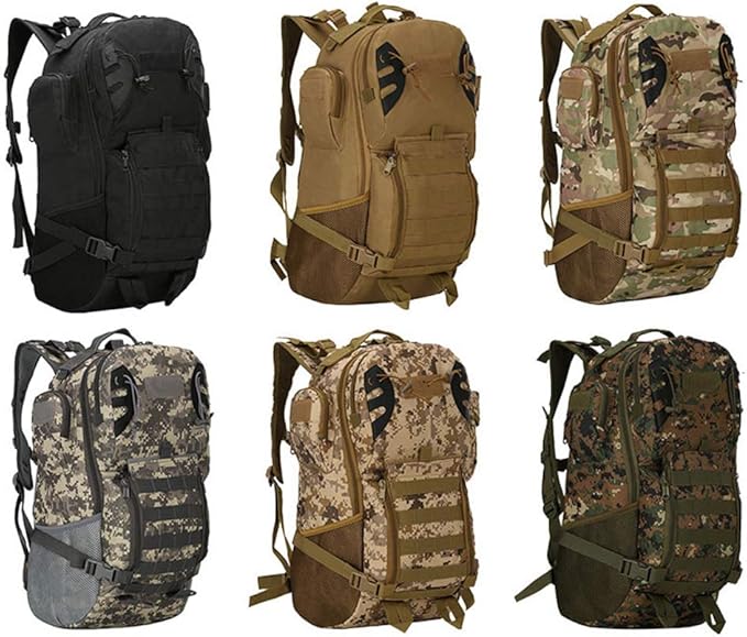 Outdoor Sports Pack Hiking Bag Tactical Rucksack Camo Knapsack Combat Camouflage Tactical Molle 45L Backpack