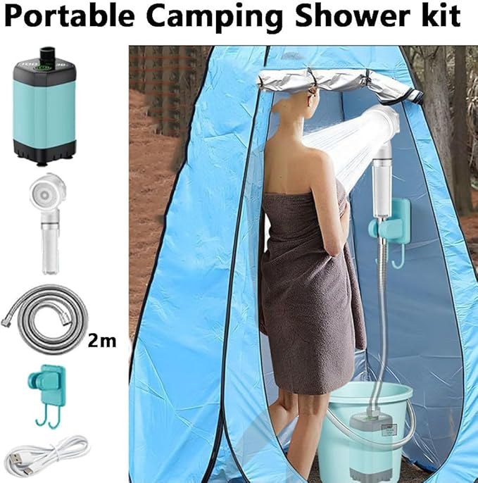 Portable Shower for Camping Rechargeable Camping Shower with Intelligent Digital Display Outdoor Camp Pump Camping Shower Pump with Power Display for Hiking Travel Car Pet 7800mAh