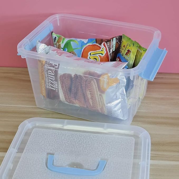 6 Packs 6 Quart Clear Storage Boxes Plastic Lidded Storage Bin