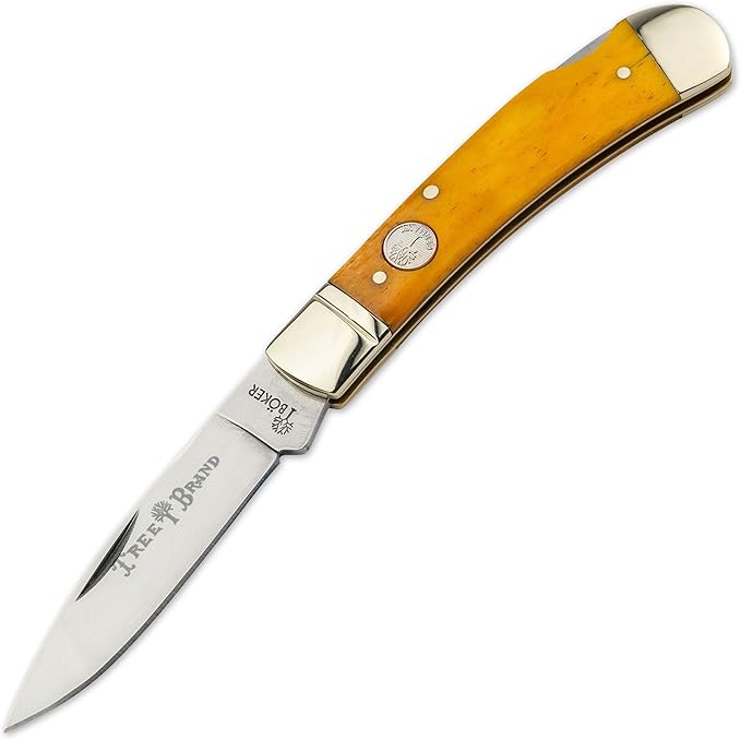Böker Lockback 2.95 Inch Pocket Knife Smooth Yellow Bone Traditional Series 2.0 Made in Germany