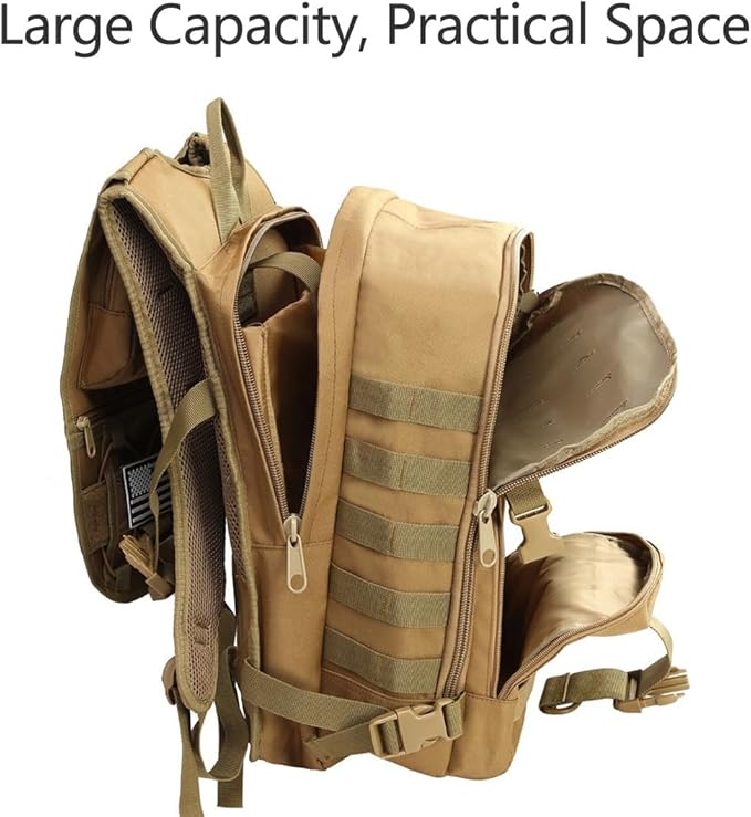35L Military Tactical Backpacks Molle Army Assault Pack 3 Day Bug Out Bag Hiking Treeking Rucksack (Mud Color)
