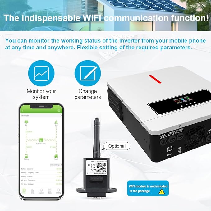 Y&ampH 6.2KW Solar Hybrid Inverter 48V AC220V On/Off-Grid Solar Inverter Built-in MPPT 120A Solar Charger Two Load Output Power Max PV Power 6500W Input Supports Batteryless