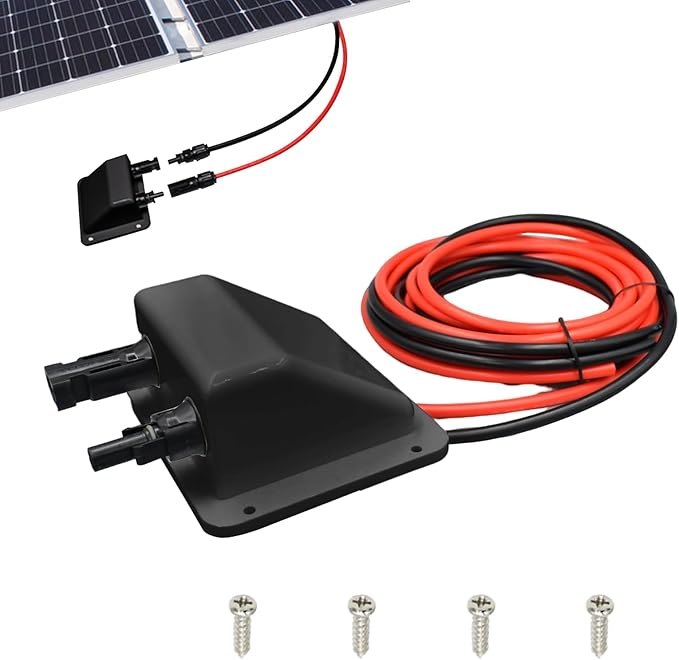 Solar Double Cable Entry Gland 3.28ft 10AWG Soft Solar Cable and Connector UV Resistance Dual Cable Entry Housing on Rv Boat (1m Black)