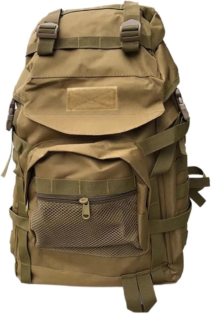 60L Men Military Bag Tactical Backpack Climbing Sport OutdoorCompatible for Luggage Camping Travel Rucksack(Khaki)