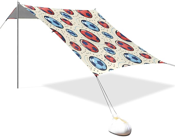xigua Soccer Beach Tent Sun Shelter with Carrying Bag - Silver Coated Oxford Fabric Beach Canopy for Beach Camping Fishing - Includes Windproof Ropes Sandbags &amp Stakes