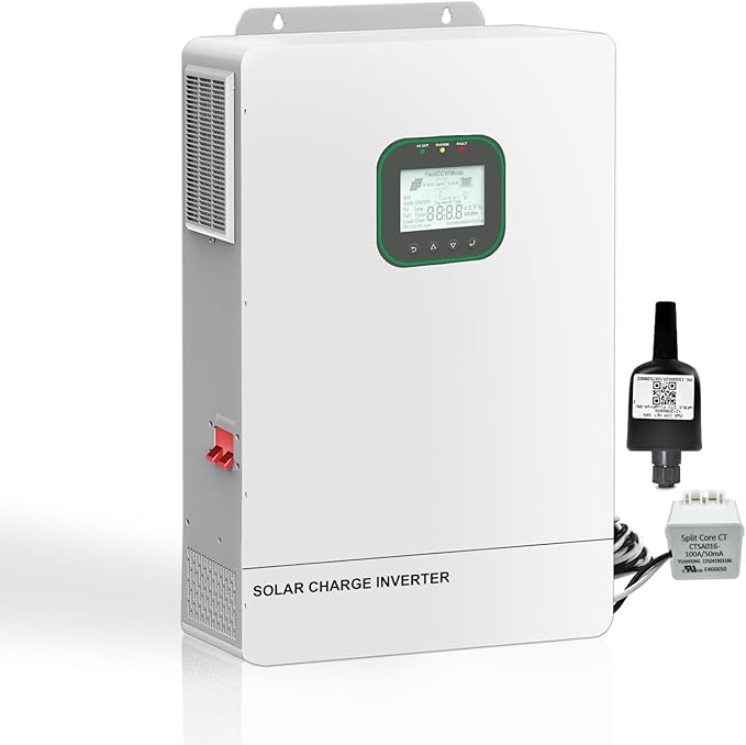 POWLAND 6500W Solar Hybrid Inverter with WiFiCharger 48V DC to 120V AC Power InverterBuilt in 120A MPPT Charge ControllerWork with 48V Lead Acid/LiFePO4Support Parallel up to 6 inverters