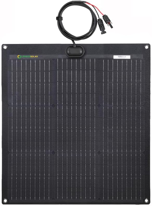 Lensunsolar 50W ETFE Flexible Solar Panel 23x21.1inch PERC 9BB 23.5%+ Efficiency Solar Cells for Campers RVs BoatsTent