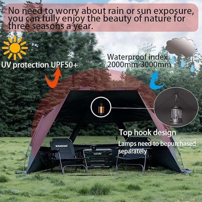 Blackdog Automatic Camping Sunshade Tent Outdoor Easy Setup Portable Beach Sun Shelter with HookUPF 50+ Waterproof for Camping Hiking Fishing Mountaineering for 3-4 Persons