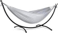 SUNCREAT Stand Alone Hammocks for Outside 2 Person Self Standing Hammock Light Gray