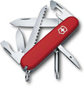 Victorinox Hiker Swiss Army Knife 13 Function Swiss Made Pocket Knife with 2 Blades Bottle Opener Wood Saw and Phillips Screwdriver - Red