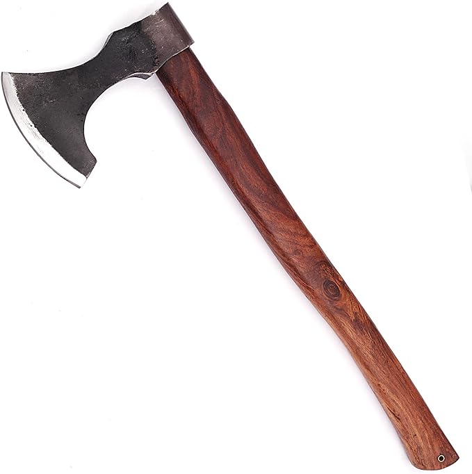 Armory Replicas™ Viking Skeggøx Bearded Battle Axe – Carbon Steel Blackened Blade with Sheesham Wood Handle 20.5