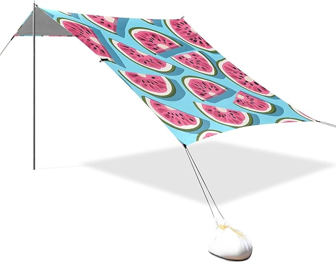 ALAZA Watermelon Tile Blue Pattern Beach Tent Sun Shelter Portable Canopy Sunshade for Outdoor Camping Picnics Backyard Fun 10x9 ft