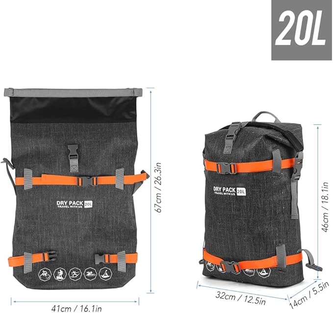 LANGWEI Waterproof Dry Bag Backpack Outdoor Floating Roll-Top Backpack Duffel for Drifting Swimming Water Sports River Trekking