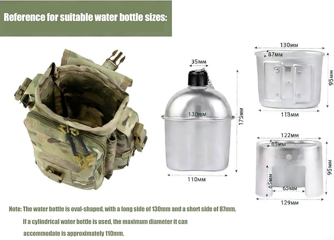 Tactical Outdoor Water Bottle Waist Kettle Water Bottle Protective Cover Bag Multi Functional MOLLE Accessory