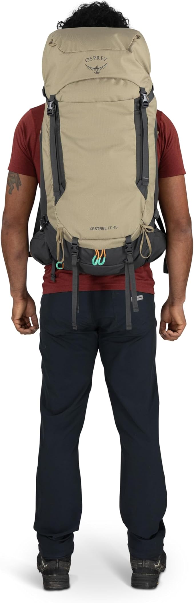Osprey Kestrel LT 45L Men's Backpacking Backpack - Lightweight Hiking &amp Camping Bag with Waterproof Raincover Moss Green