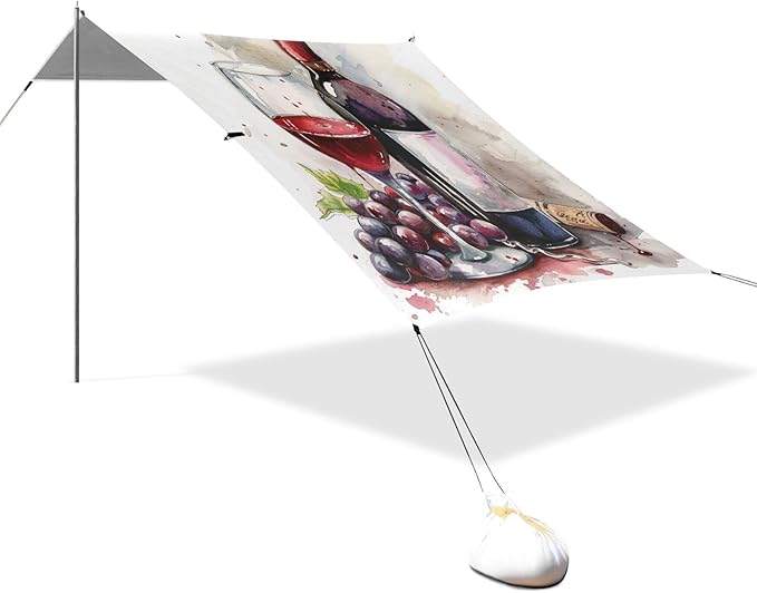 ALAZA Watercolor Vintage Red Wine Beach Tent Sun Shelter Portable Canopy Sunshade for Outdoor Camping Picnics Backyard Fun 10x9 ft
