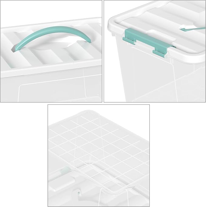 14 Quart Clear Storage Boxes with Handles Plastic Latching Bins with Lids 6 Packs
