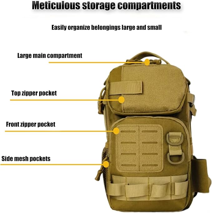 10L Tactical Sling Bag Backpack Ventilated Molle Assault Pack Waterproof Tactical Chest Bag Crossbody Single Shoulder Bag
