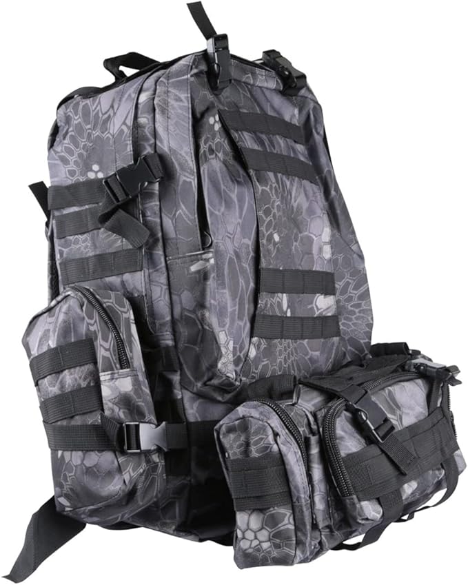 GPCT [4-in-1 [Water-Resistant] Outdoor Sport Military Tactical Travel Casual Backpack/Rucksack/Knapsack Bag for Camping Hiking Trekking Mountain Climbing Hunting- (Black Grain)