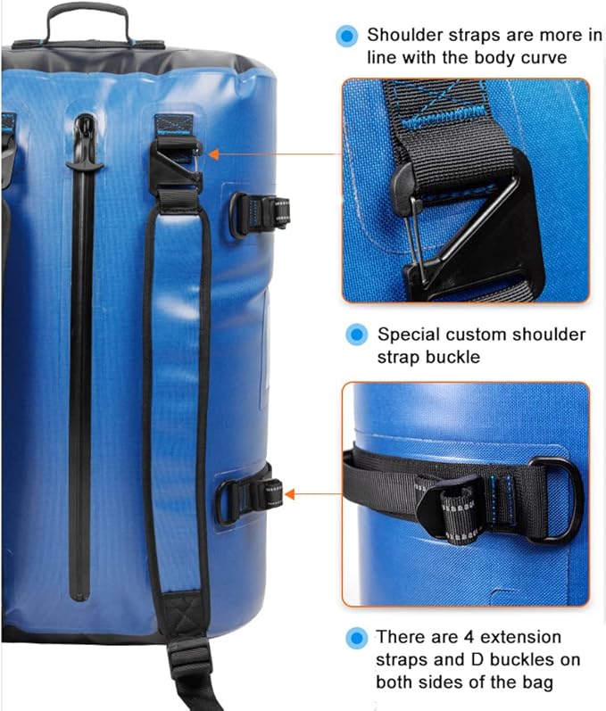 LANGWEI Waterproof Duffel Bag Large 65L Waterproof Insulated Backpack Marine Dry Bags for KayakingFishingHikingCampingClimbing