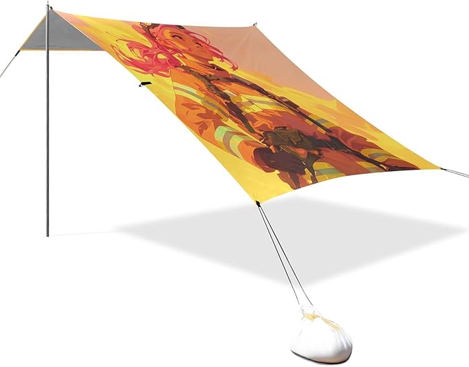 Affectionate Firefighter Beach Cabana UPF50+ Protection Waterproof Large Portable Sun Shelter Includes Sand Shovel Sandbags Stability Poles for Camping Picnics Backyard