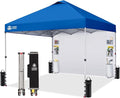 CROWN SHADES Canopy Tent 10 x 10 Foot Portable Pop Up Outdoor Shelter with Pocket Sidewall Push Center Lock UV Protection and Carry Bag Blue