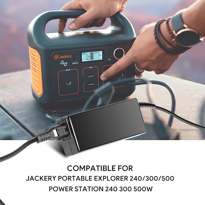 for Jackery Charger KFD AC Adapter for Jackery Portable Power Station Explorer 240 300 500 550 E240 E300 E500 G0500A0500AH-2 293/518Wh 300W 500W Lithium-ion Battery Charger 24V 3.75A 90W Power Supply