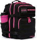 WOLFpak 25L Athletic Gym Backpack (Black Neon Pink) Durable 1000D Waterproof Oxford Material with MOLLE Webbing Laptop Pocket &amp Dual Cup Holders