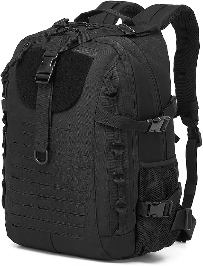 Military Tactical Backpack For Men Laser-Cut Molle Daypack 3 Day for HikingWorkingTravel (black)
