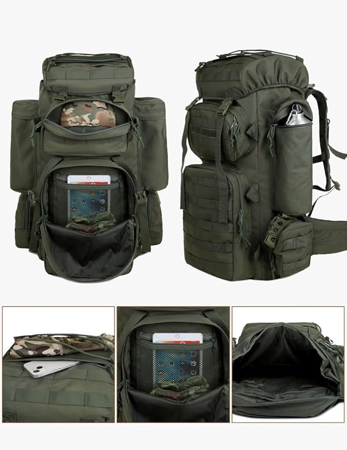Tactical Backpack Military Molle Hiking 56-75L Outdoor Hiking Bag Backcountry Jungle Tactical Trekking Black