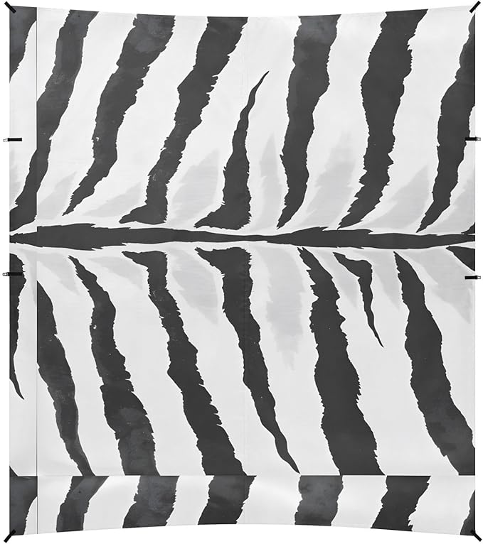ALAZA Black &amp White Tiger Beach Tent Sun Shelter UPF50+ Protection Beach Shade Canopy w/ 4 Sandbags for Outdoor Camping Fishing Backyard Fun Picnic 10x9 ft